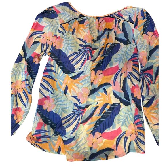 SUNDANCE Blue Tropical 100% Cotton Lightweight Tissue Tunic Women's Size Small - Picture 2 of 8